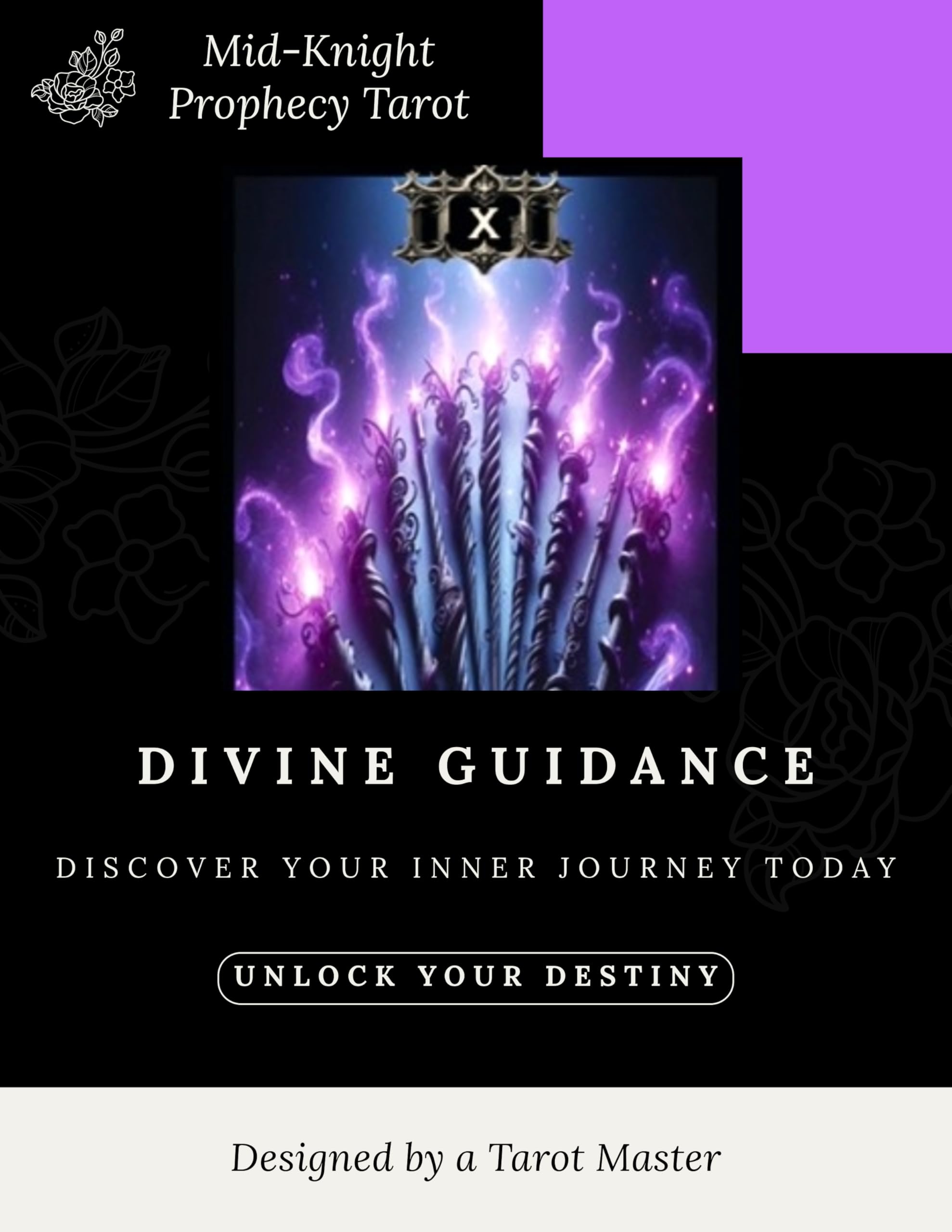 Mid-Knight Prophecy Tarot – 78-Card Deck with Purple Foil Edges, Major & Minor Arcana, Guidebook, and Hard Case – Unique Tarot Cards for Beginners and Experienced Readers. (Arise Entertainment, LLC)