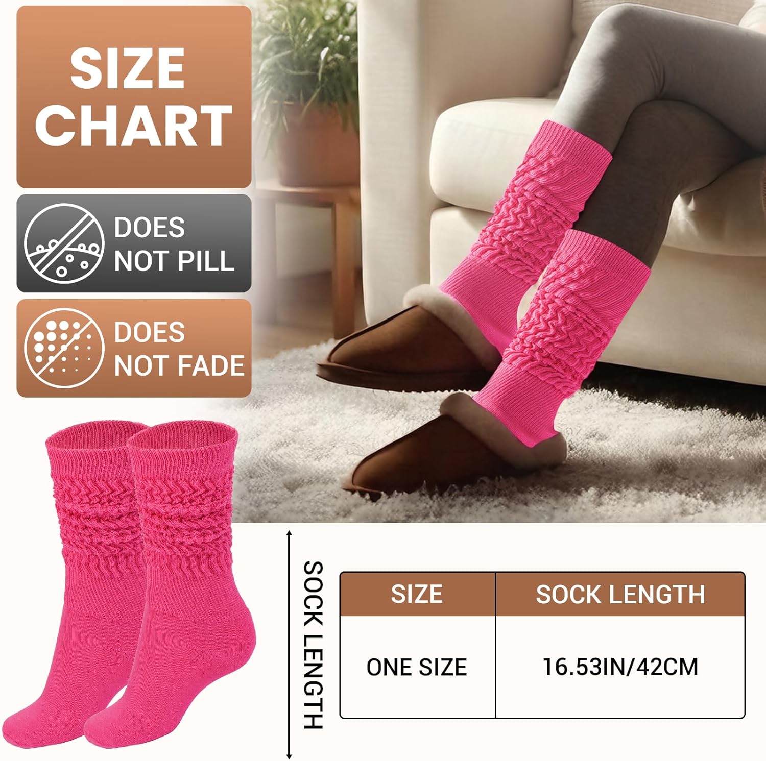 Moon Wood Women's Slouchy Socks for Boots, 3 Pairs Ribbed Knit Thick Warm Long Scrunchie Socks for Hiking & Daily Wear - Image 4