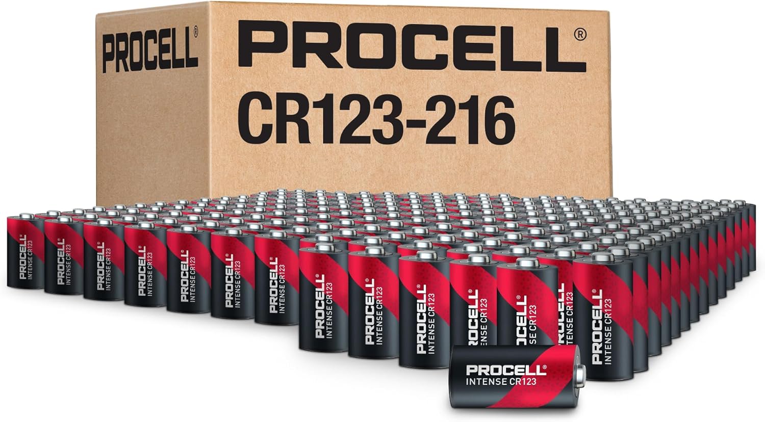 PROCELL High Power Lithium 123 3V Batteries, Long-Lasting 3-Volt Lithium Battery for Security Devices, Cameras, Motion Sensor, All-Purpose CR123 3V Batteries, 216-Count Bulk Pack