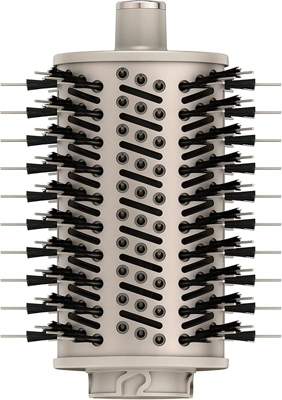 FlexStyle Round Hot Air Brush Attachment for Blow Dryers, Hair Styling Tool for Straight, Wavy, Curly, and Coily Hair, Stone | Boar & Nylon Bristles Grab, Smooth & Defrizz, Adds Bounce, Best for Layers & Bangs