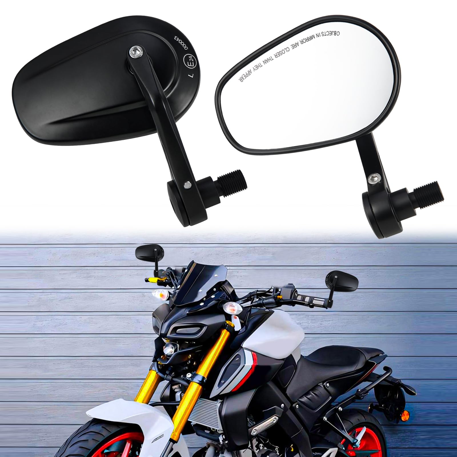 Specchietti Moto Manubrio 7/8" Specchietti Retrovisori CNC Specchietti Laterali Moto Compatibile per Yamaha MT03 MT07 MT09 MT10 MT15 MT125 XSR700 XSR900 FZ1 FZ6 FZ6R XJ6 TMAX530/500