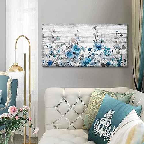 Miniatura 28 de Sxurmtiie Lienzo decorativo para pared, arte abstracto, fantasía azul, grafiti colorido sobre fondo blanco, 32 x 48 pulgadas, arte moderno