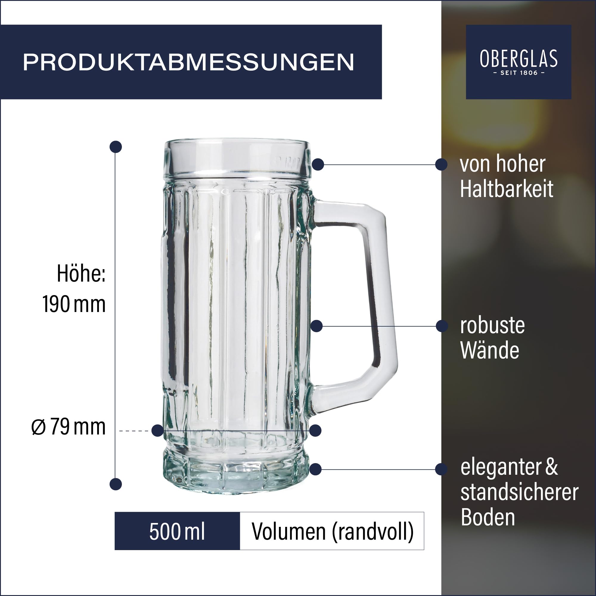 Stölzle Kufel Do Piwa Gambrinus - Zestaw 6 Kufli 0,5 Litra, Stabilny, Ze Szkła Sodowo-Limonkowego, Nadaje Się Do Mycia W Zmywarce