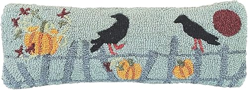 Almohada decorativa de lana con diseño de luna de cosecha diseñada por artistas (8 x 24 pulgadas), almohada temática de otoño para sofás y camas,