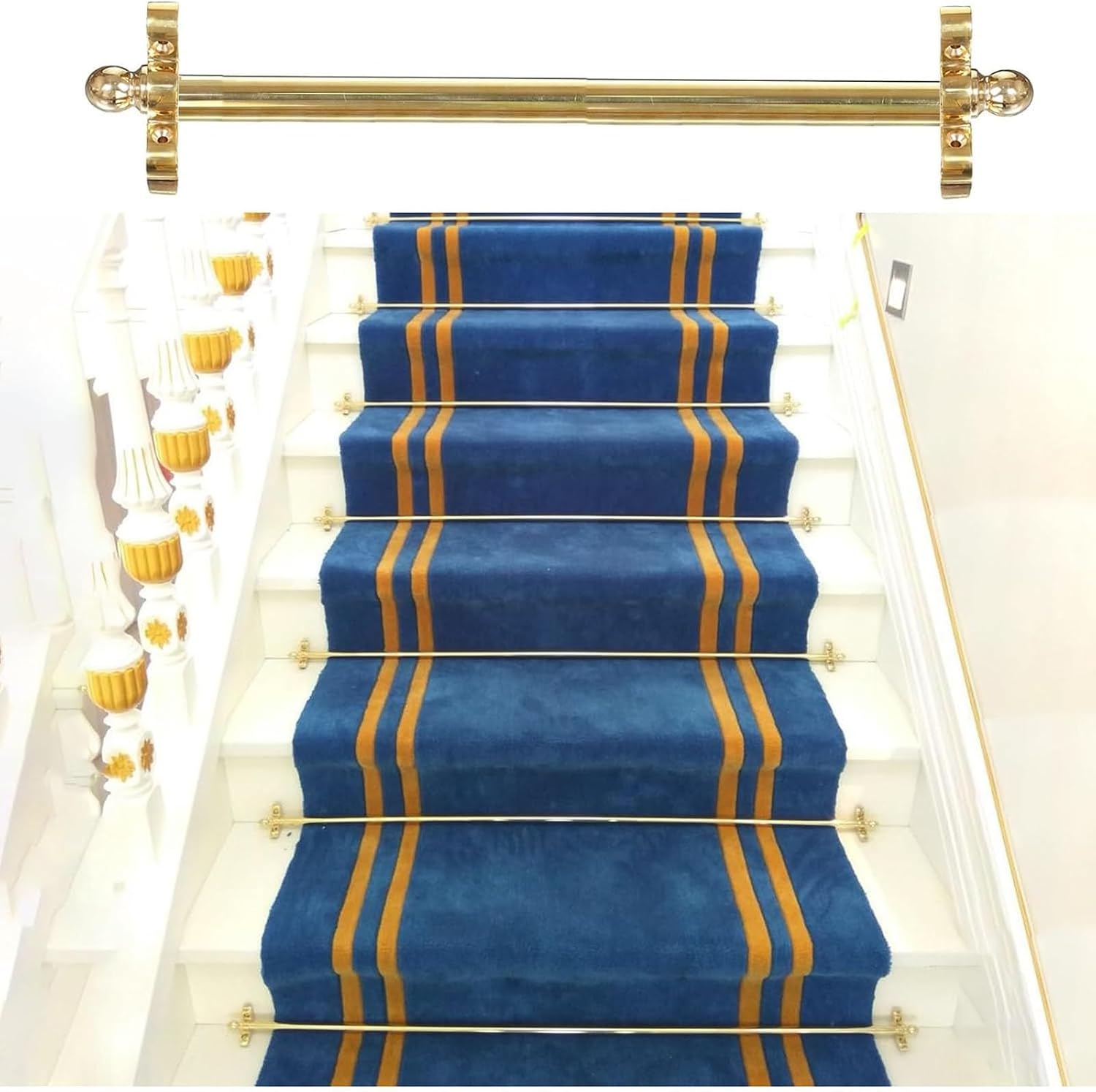 Durable 28in Brass Carpet Rods for Area Rugs, Safe Floor Protection Solution for Home & Commercial Use, Heavy-Duty Carpet Holder (1pc)