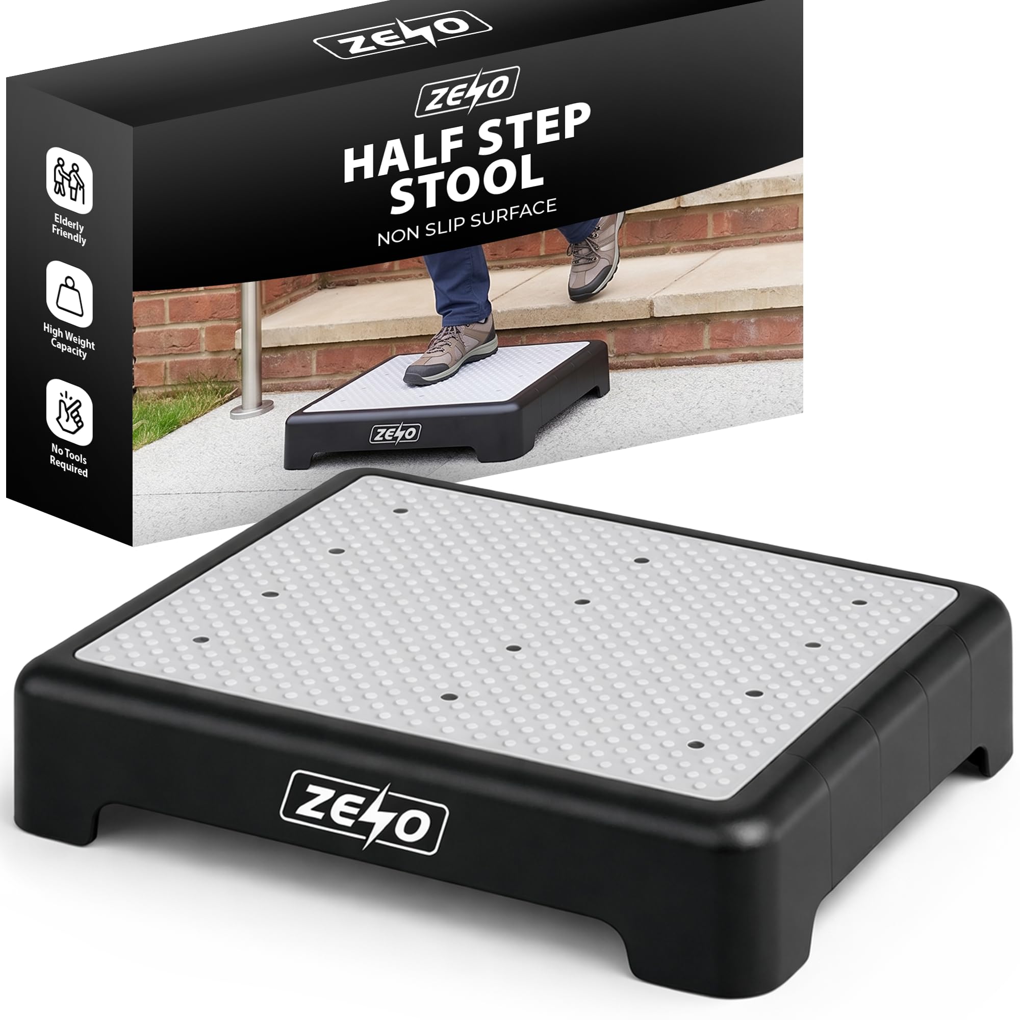 プロアクティブ  STEP1-STEP2 ZENO Half Step Stool for Elderly | Portable Stepper Mobility Aid