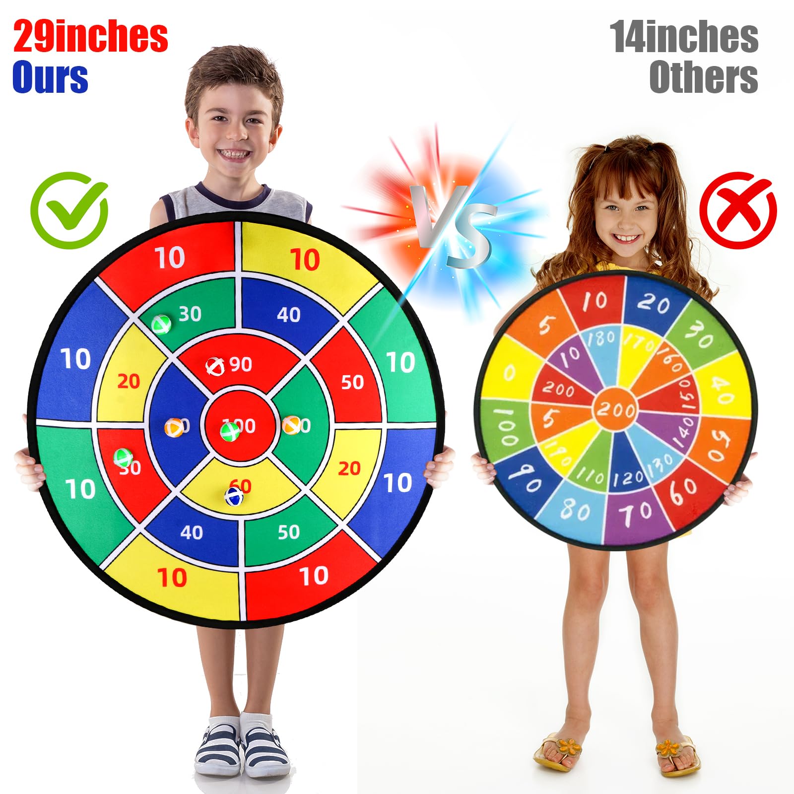 Toys Gifts for Kids Boys Daughter Son Birthday 29" Large Dart Board for Kids, Double-Sided Kids Dart Board with Sticky Balls, Indoor Sports & Outdoors Fun Party Play Games Toys