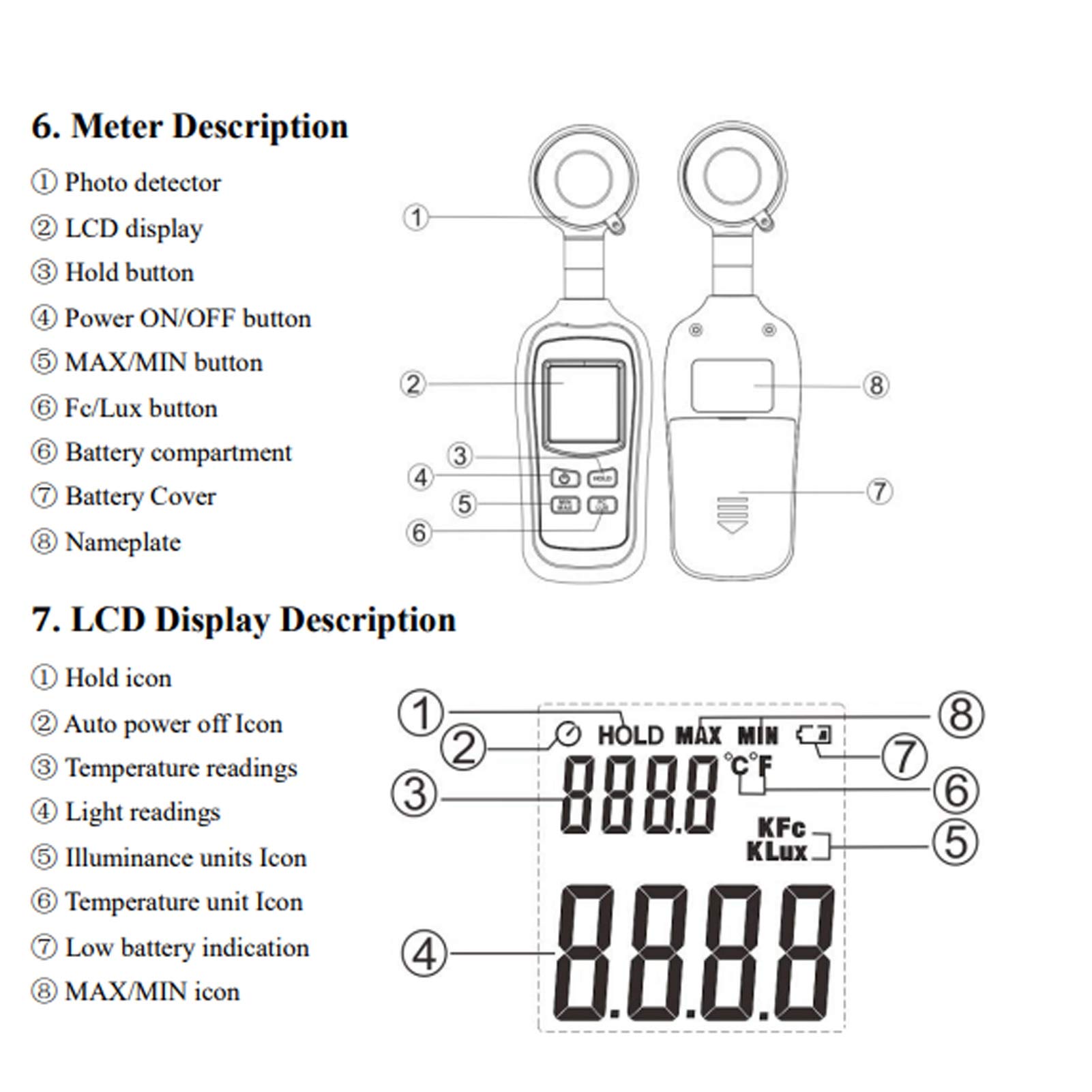 Misuratore di luminosità digitale portatile MT ‑ 912 Misuratore di illuminamento LCD Mini luxmetro Luminometro Fotometro 0~200 K Lx