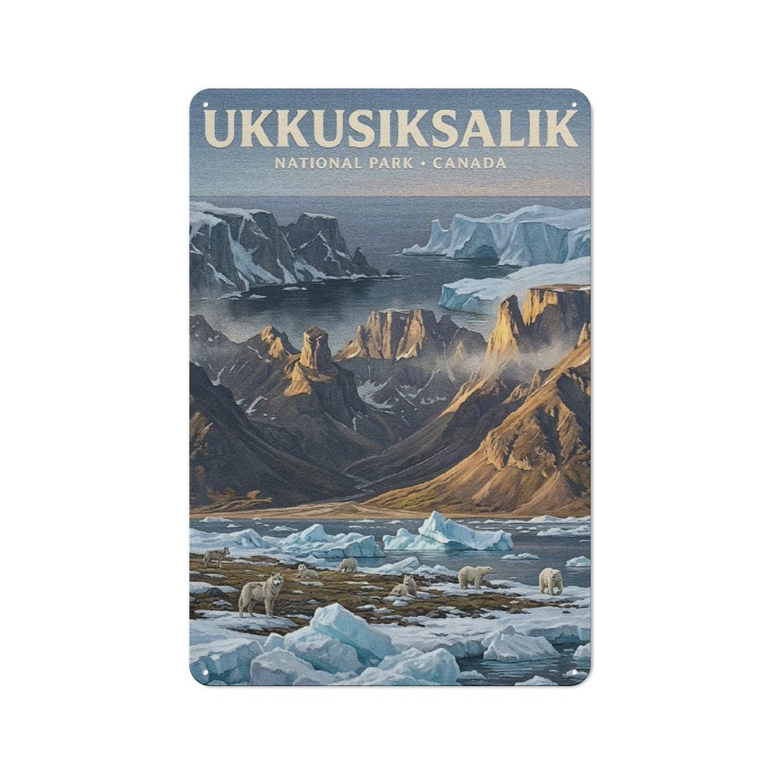 Junmoney Style-6 Ukkusiksalik National Park Canada Rustic Metal Sign 30X20cm For Pub Or Café, For Collectors Of Rustic Metal Wall Decor