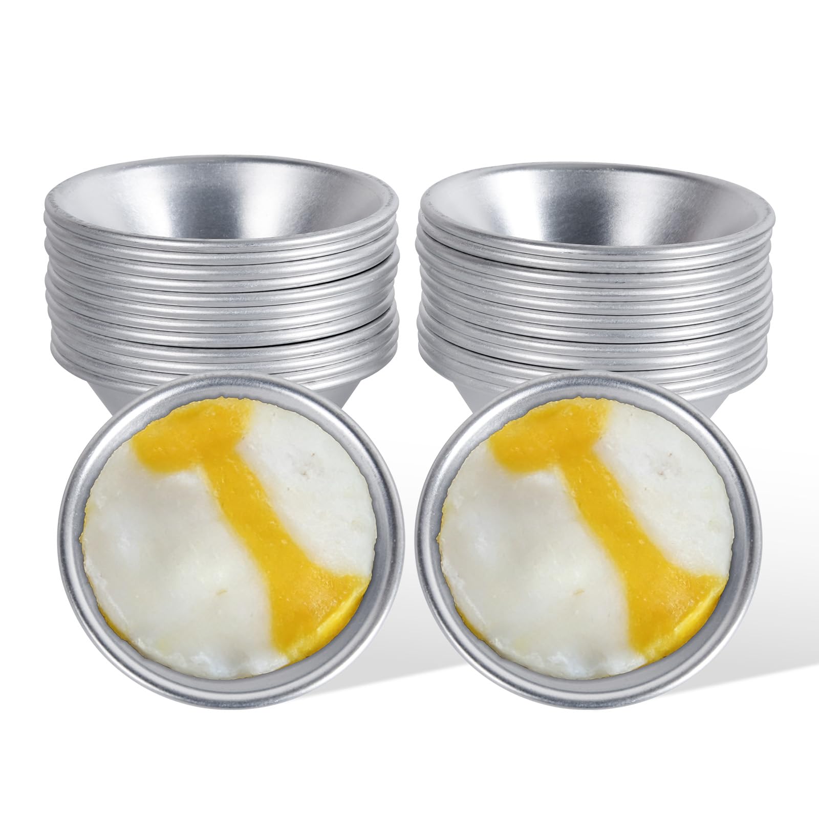 Photo 1 of ZANHIX 24 Pcs Puto Molder Filipino Stainless Steel - Medium-Size -3.1”x1.2” Non-Stick Puto Mold Cups for Steamer Filipino, Reusable Kutsinta Molder for Baking Puto Kutsinta Mini Muffin Tart Rice Cakes