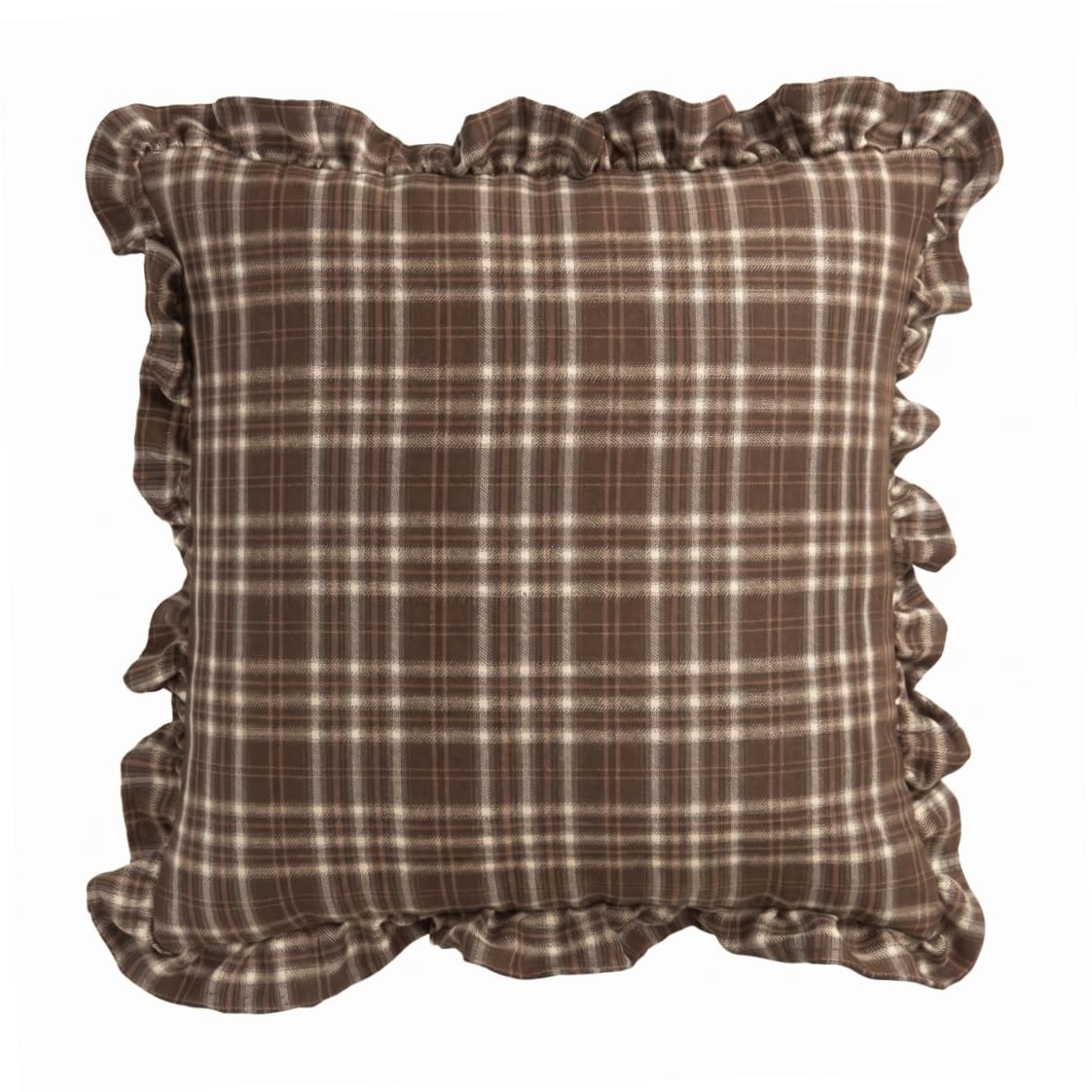 Neptuiby Decorative Pillow Covers, Vintage Ruffled Throw Pillow Covers Soft Gingham Decorative Cushion Cover, Brown, 18x18 Inch (45x45cm).