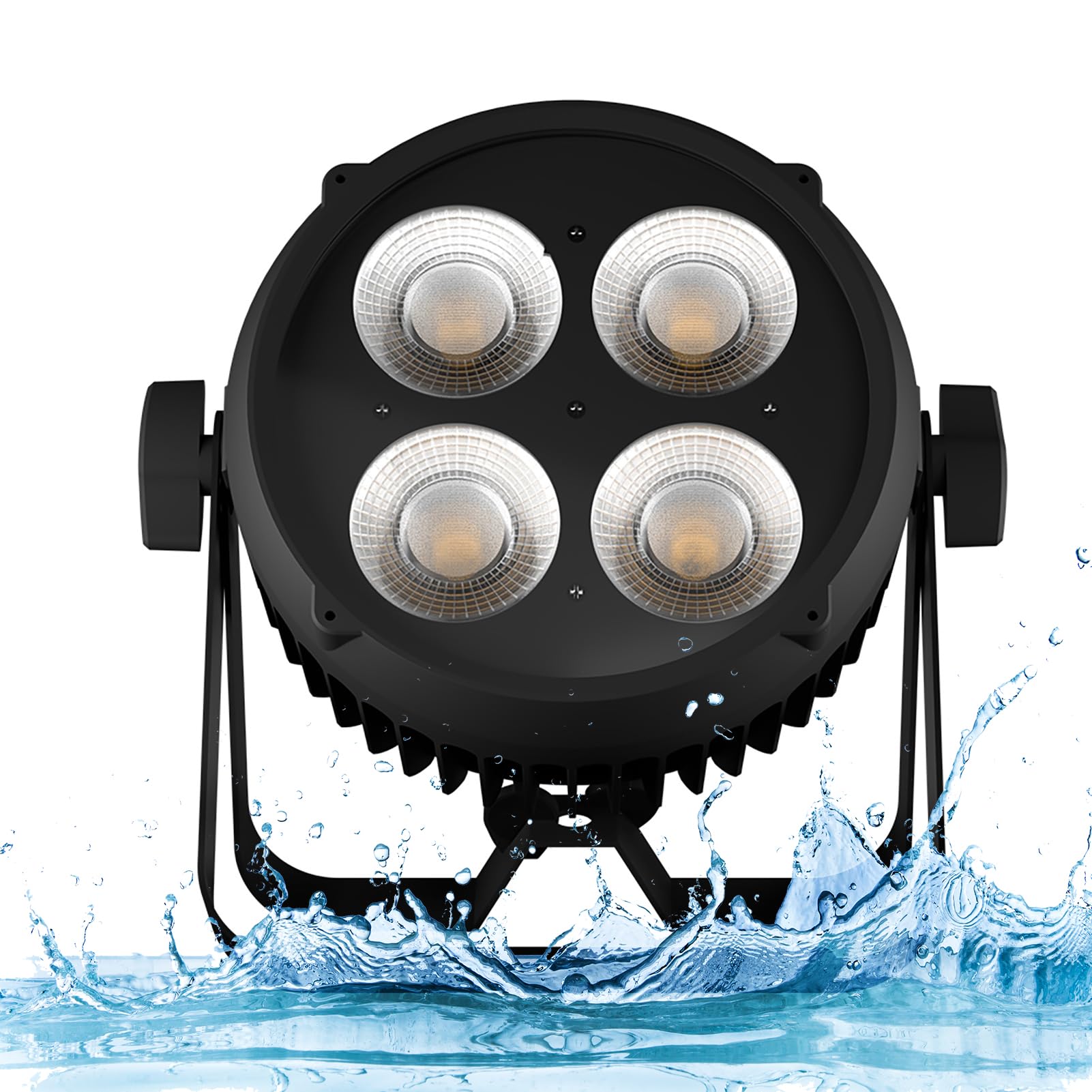 SHEHDS CoralPar Par Lights IP65 Waterproof Outdoor COB 200W Cool White+Warm White Color Wash/Strobe Stage Lights 45° Beam Angel Uplights DMX512 Sound Activated Fanless Muted Party DJ Lights-Upgrade