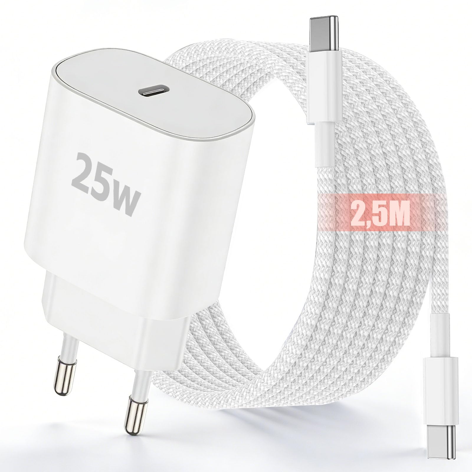 HGTCHGEBD 1 Pack Pad Ladekabel Original mit iPad Ladegerät, 25W USB-C Netzteil Stecker Schnellladegerät USB C Kabel Schnellladekabel für Phone 15 16 13 21 11