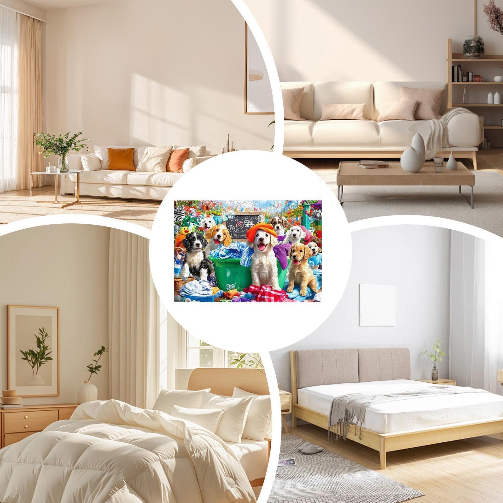 Układanka ze Zwierzętami Wymagająca układanka o tematyce psiego prania | Puzzle 1000 elementów z literami na odwrocie Dla seniorów kobiet i mężczyzn dekoracja do domu