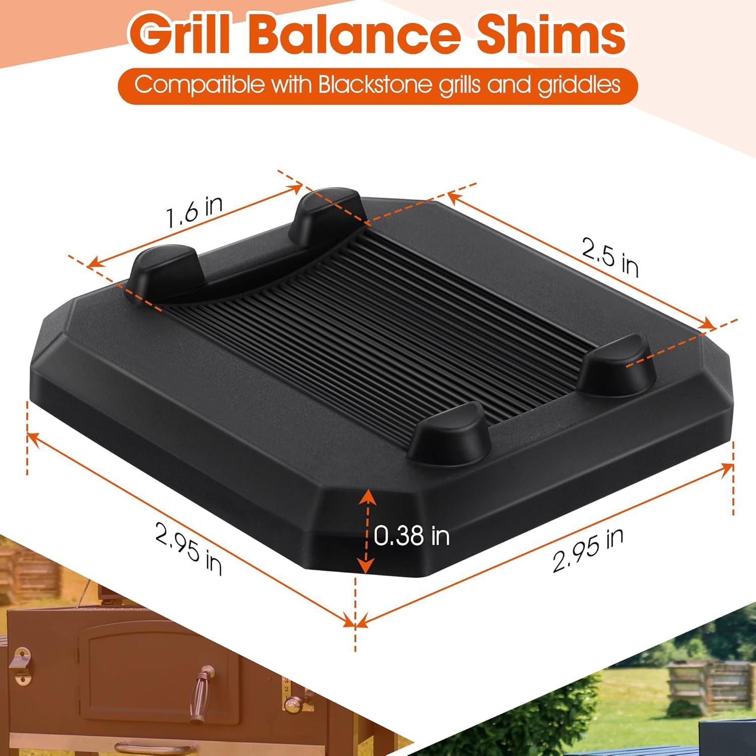 16 Pcs 1/4'' Griddle Leveling Shims Kit Compatible with Blackstone Griddle, Rubber Grill Levelers Outdoor for Most Grills, Keep Flat Top Grill in Level