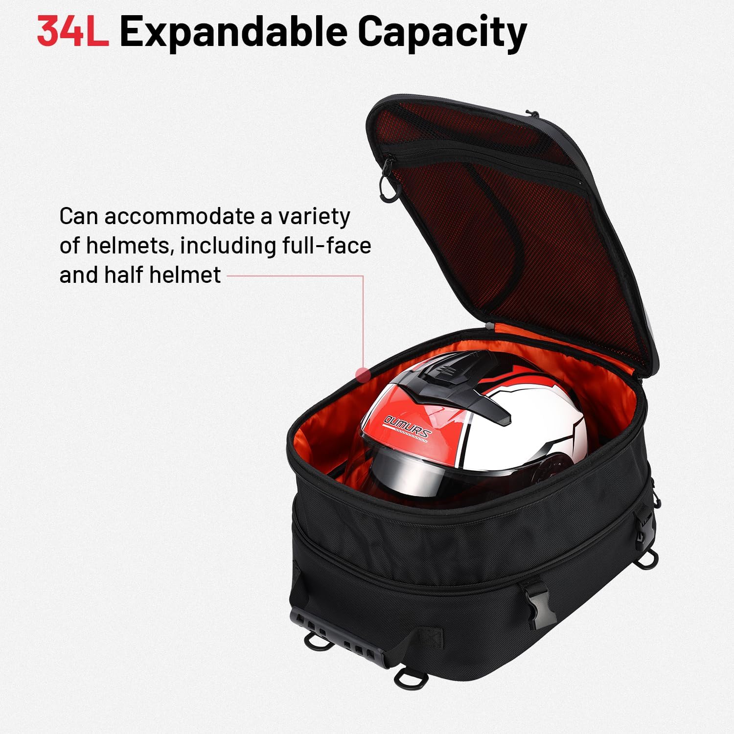 Reflective Motorcycles Tail Bag, 600D RPET Motorcycle Bags 22L-34L Expandable Motorcycle Rear Seat Bags with Rain Cover,Motorbike Helmet Bags Luggage Storage Backpack for Motorcycles Sportbike