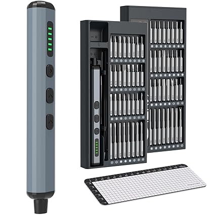 Tomorotec 68-Piece Mini Precision Electric Screwdriver Kit: S2 Steel Bits, Adjustable Torque, OLED Display & Rechargeable Battery for Electronics, Gadgets and More - Effortless Repairs and Maintenance