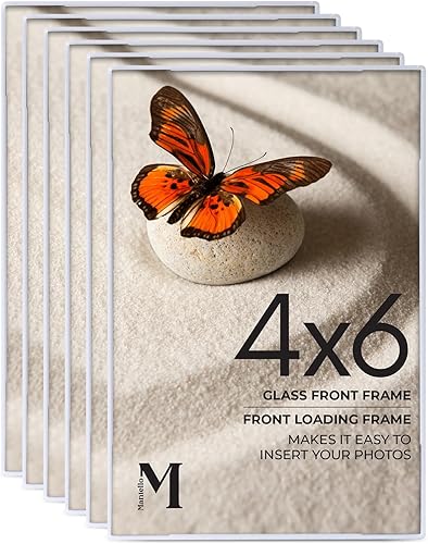 Mantello - Marco de fotos blanco de carga frontal de 4 x 6 pulgadas, marco de 4 x 6 para decoración de mesa o pared, marcos de fotos blancos de 4 x
