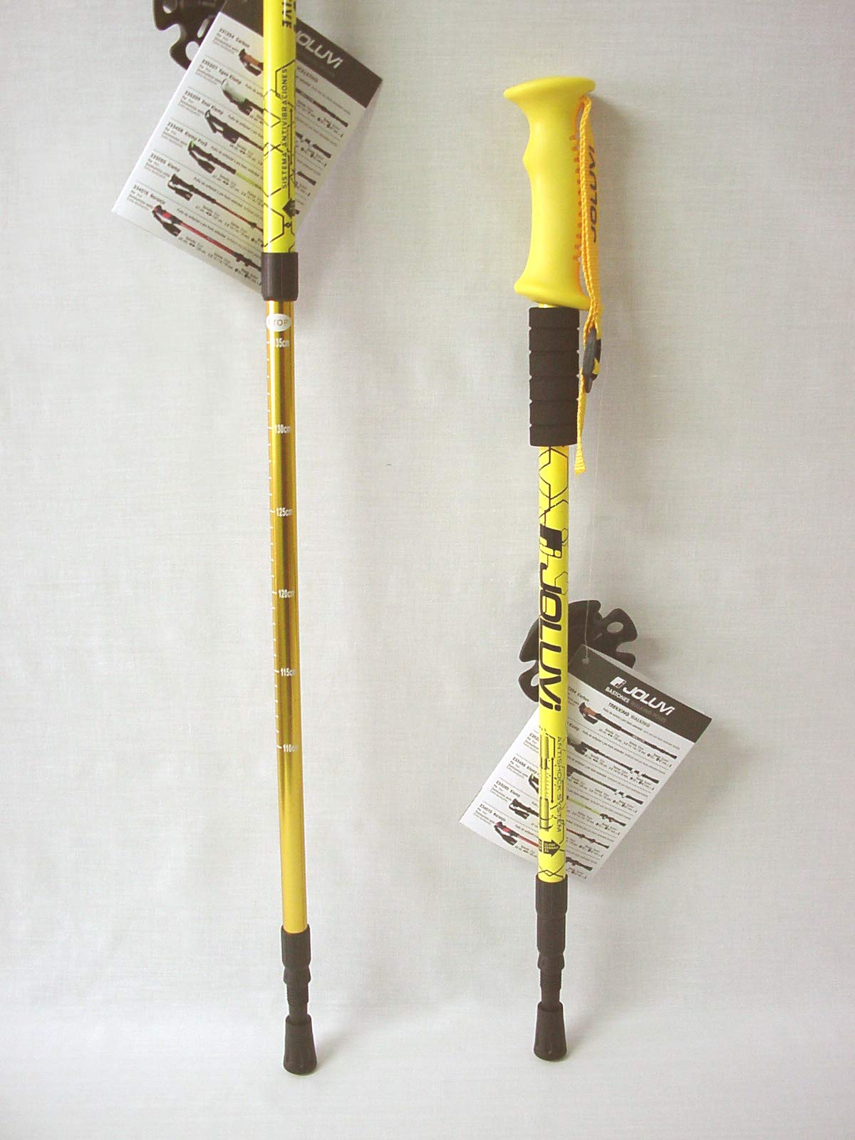 Joluvi Unisex Active Bastones Trekking, 68-135 cm Talla, Amarillo Neón/Negro