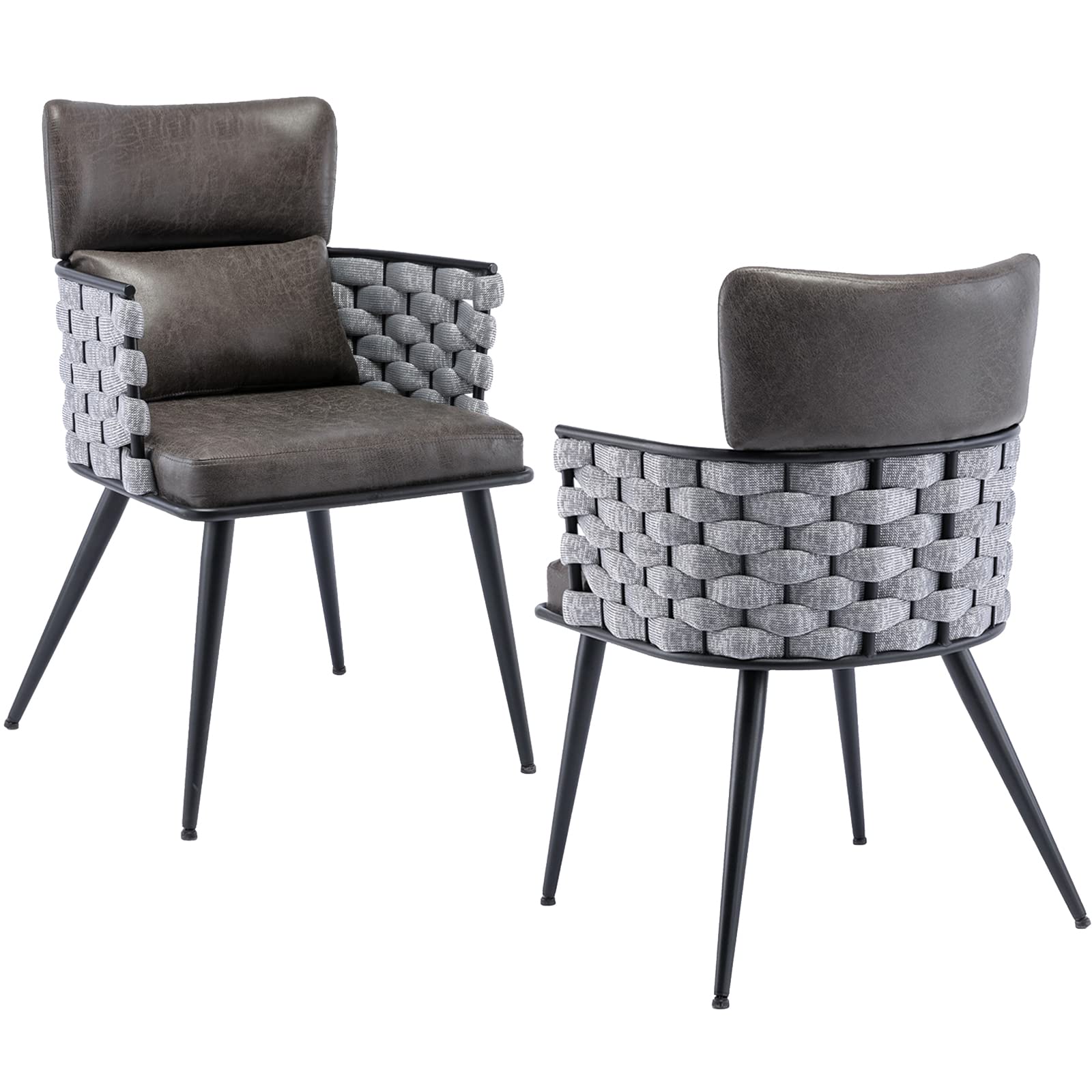 ⅱ. dining chair set HOMCOM Set of 2 Mid Century Modern Dining Chair PU Leather