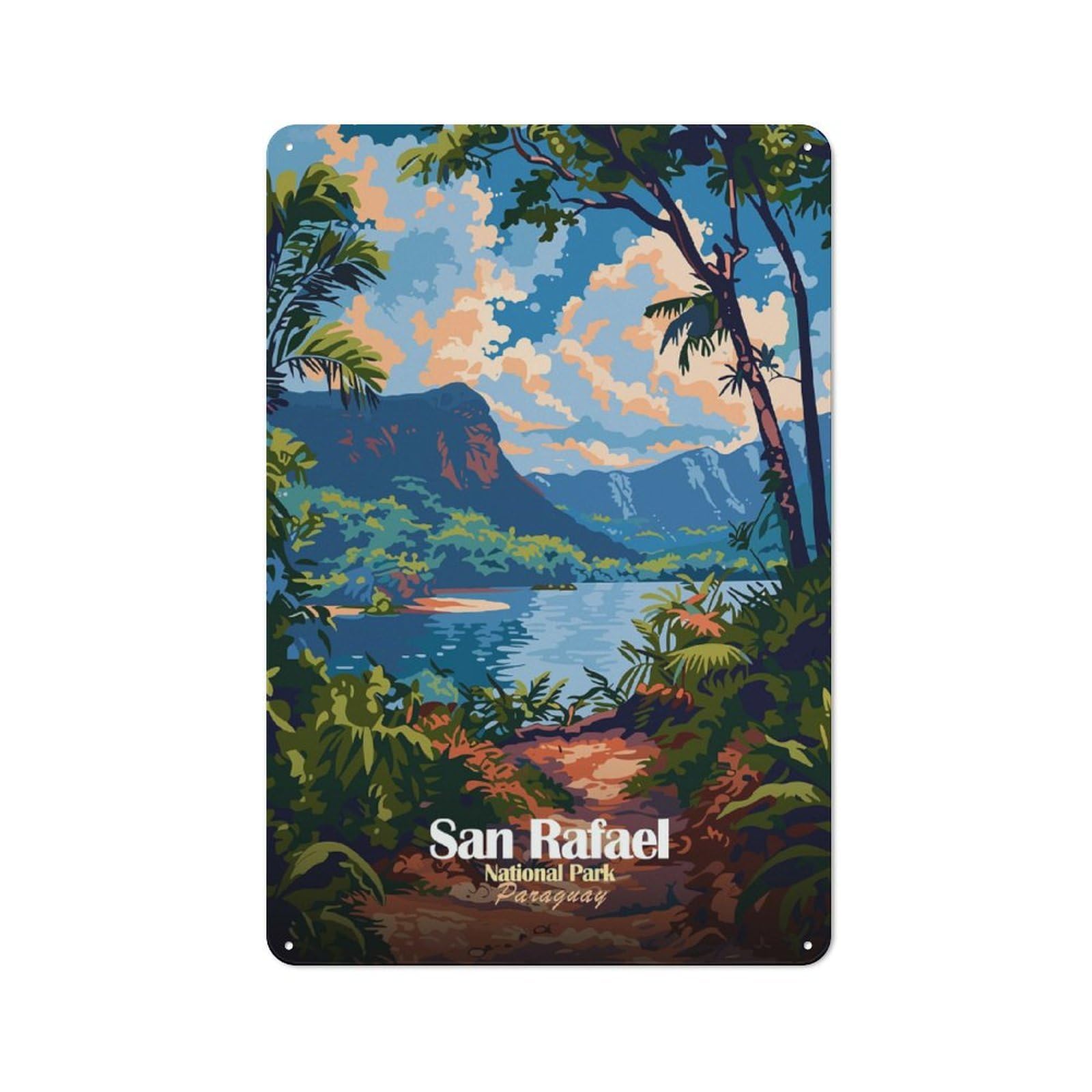 Junmoney San Rafael National Park Paraguay Vintage Metal Plaque 30X20cm, Bistro Wall Plaque For Coffee Bar, Kitchen, Bistro Or Tea Corner