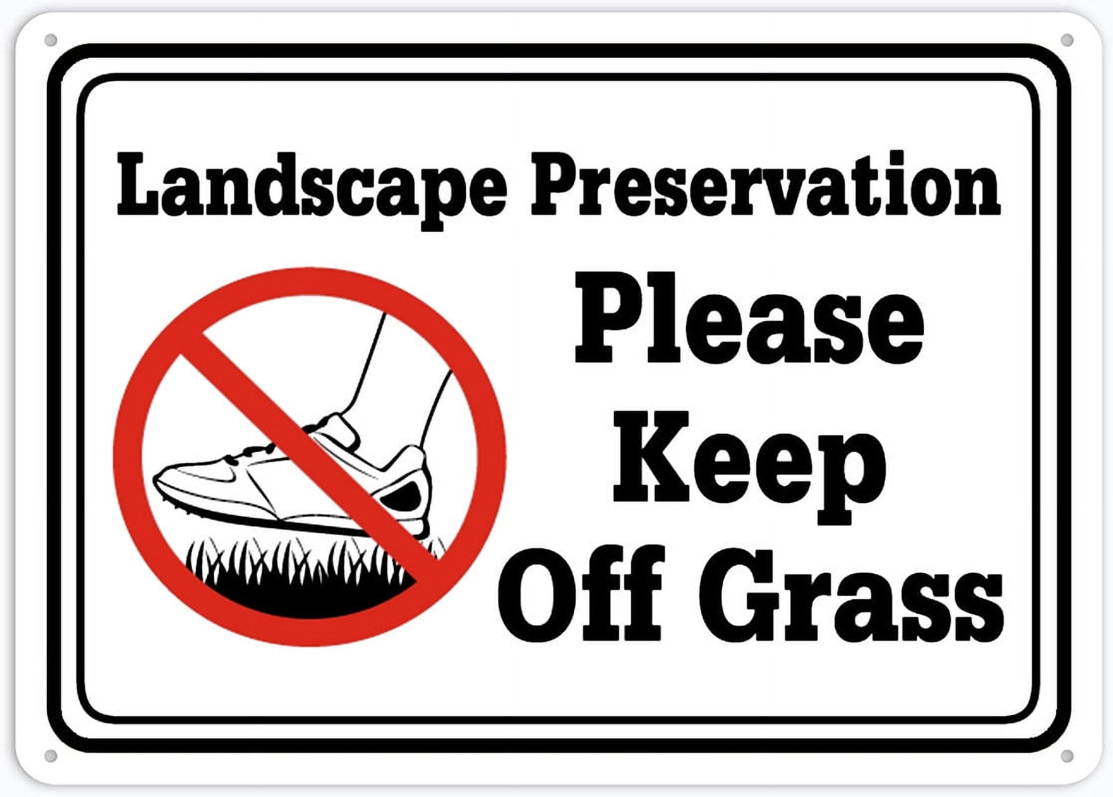 Please Keep Off Grass Sign 12"x8" Rustproof Aluminum, Multicolor