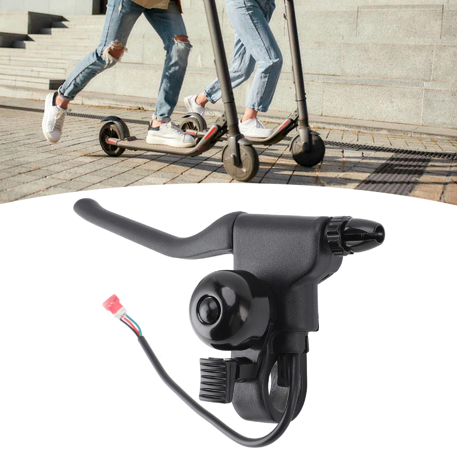 Keenso Maniglia del Freno per Scooter Elettrico, Leva del Freno Ergonomica Antiscivolo in Nylon con Campanello, Sostituzione Fai-da-te