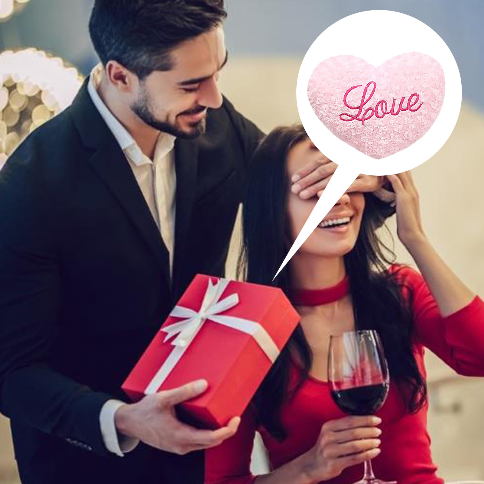 Cuscino A Forma Di Cuore In Peluche Con Bracci Abbracciabili – 50x40 Cm, Braccia Lunghe 1,3 M, Per Divano, Letto, Auto, Regalo San Valentino (Rosso) - 3
