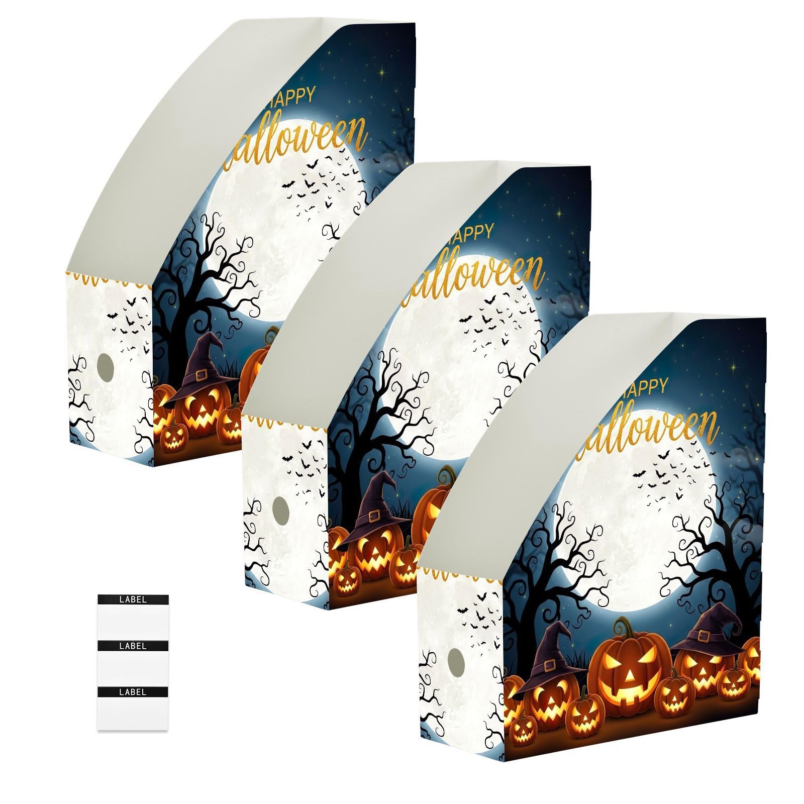 Organizer da scrivania nero per famiglie con zucca di Halloween