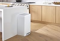 Vista 2 de KOHLER Cubo de basura de acero inoxidable de 13 galones, acero inoxidable blanco, pedal manos libres, tapa de cierre silencioso, resistente a