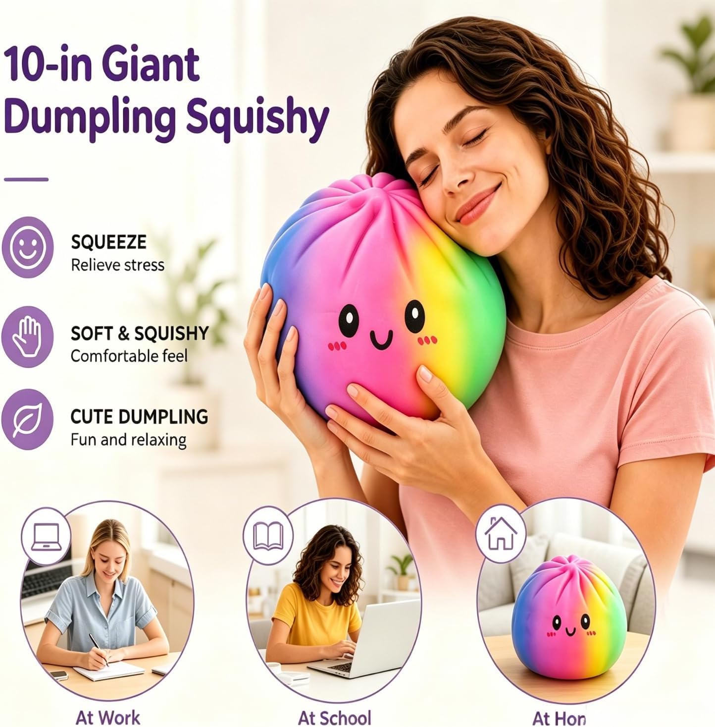 Gigante Squishy Dumpling Sorpresa Originales with Steamer, 25CM Dumpling de Elásticos Gigantes Bola de para el estrés, Recuperación Lenta Juguetes para Aliviar el Estrés Portátiles (Vistoso-25 cm)