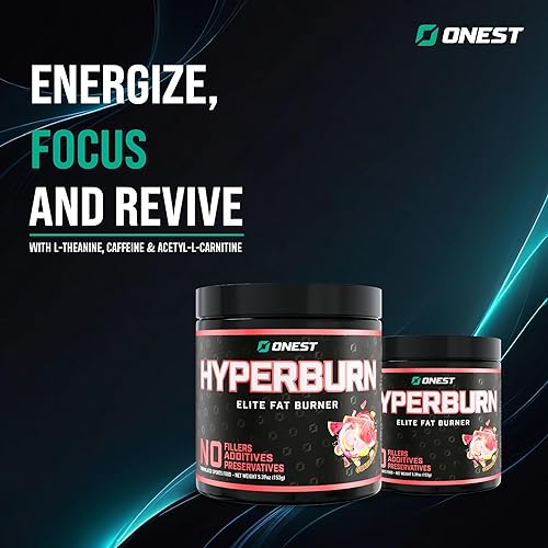 Miniatura 9 de ONEST Hyperburn - Polvo termogénico  5.40 oz (30 porciones) Suplemento de refuerzo de energía mejorado y apoyo al rendimiento, proteína en polvo de