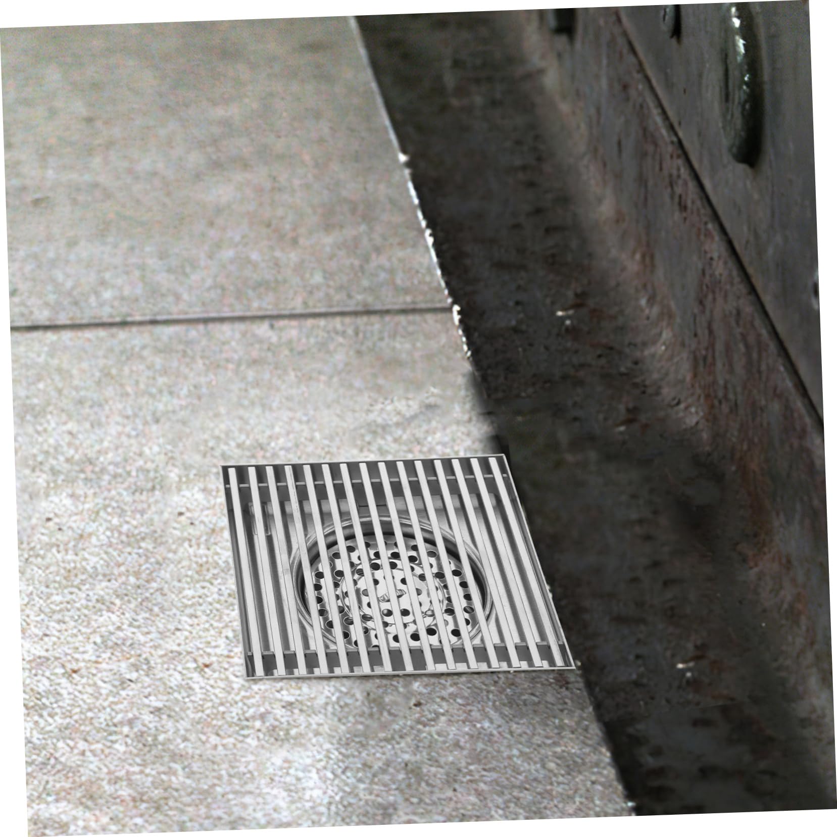 SHINEOFI Desagüe de Suelo de Acero Inoxidable para Patio Grande Cuadrado para Baño Colector de Pelo Rejilla de Ducha Kit de Desagüe de Plato de Ducha