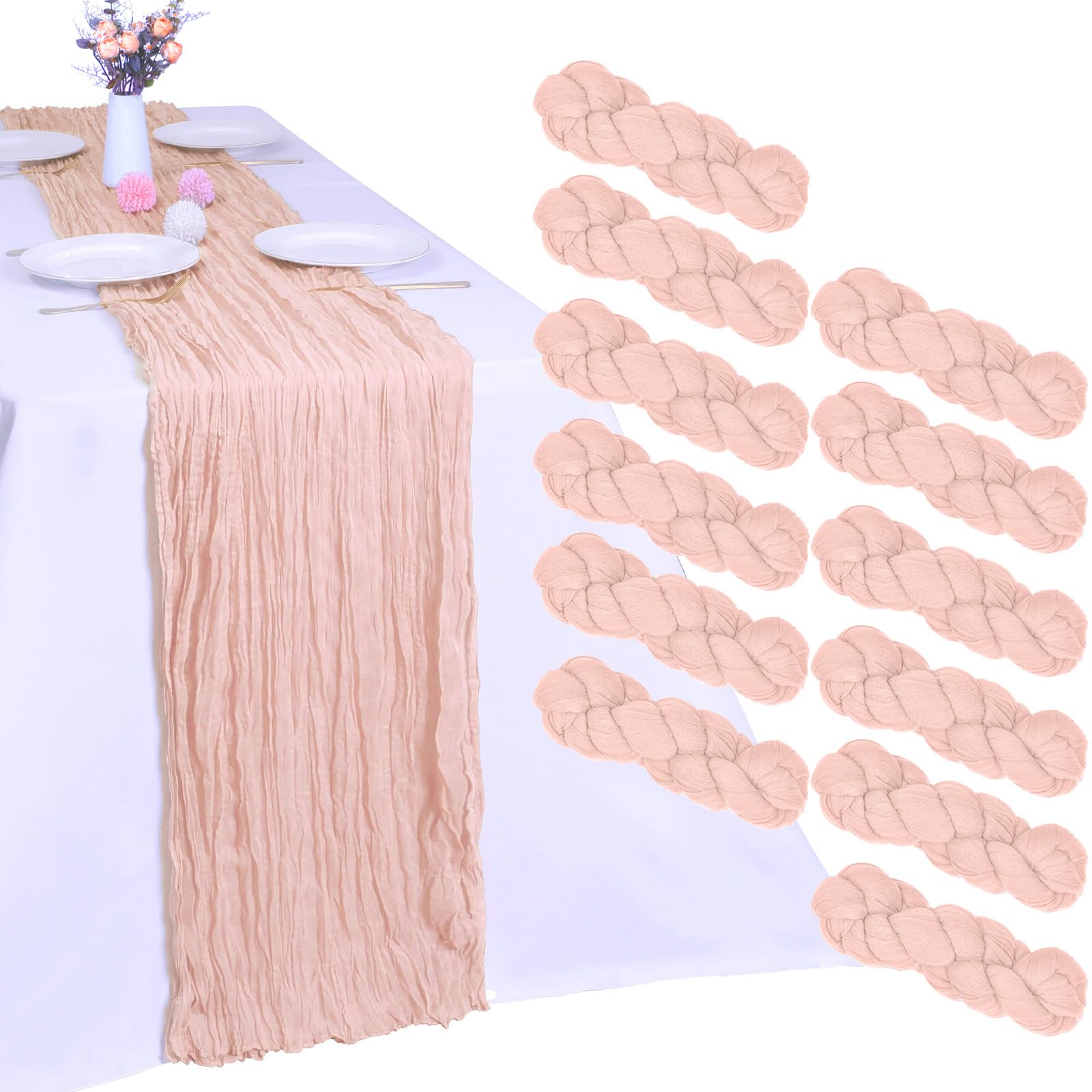 Sage Green Cheesecloth Table Runners - 10 Pack -13
