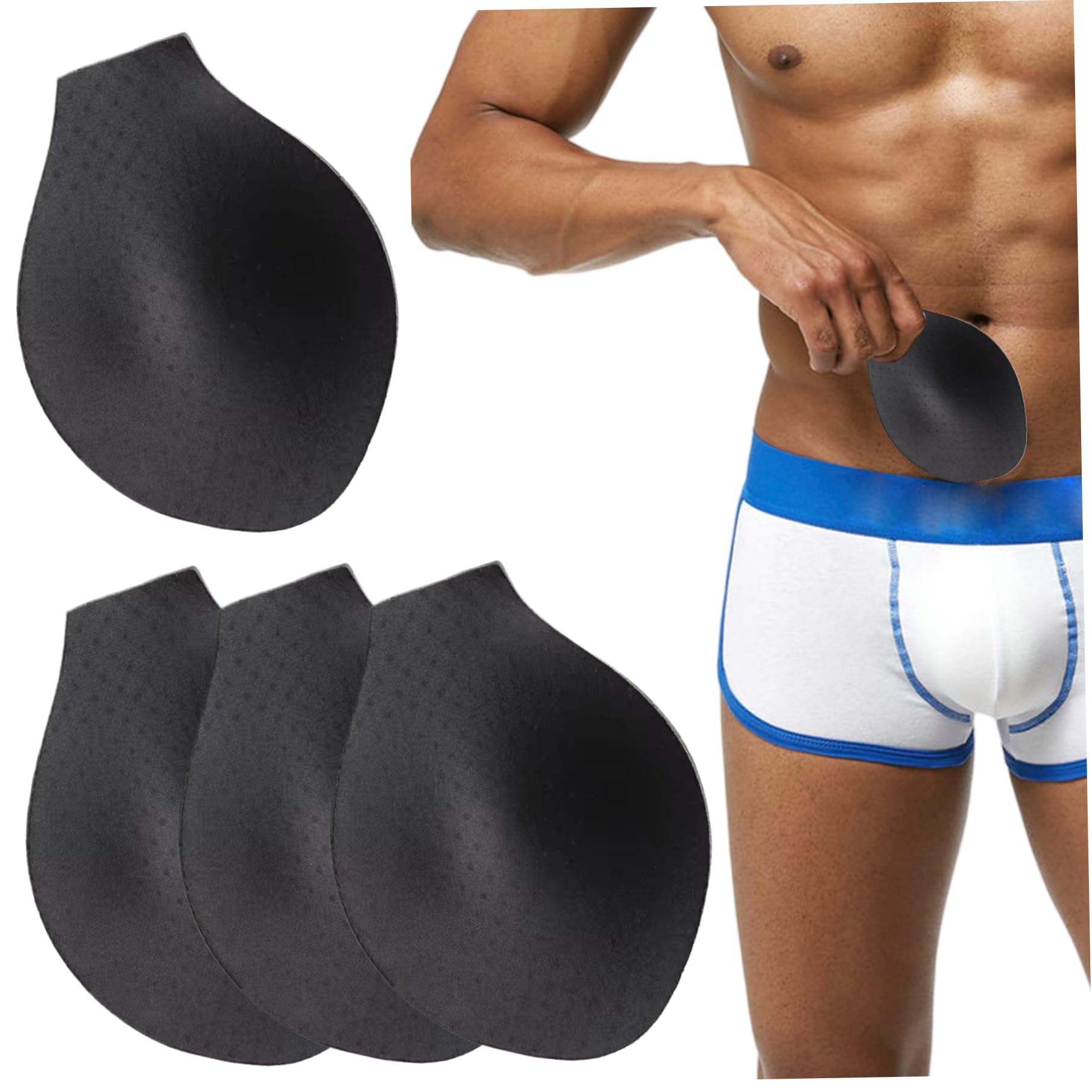 Grtheenumb Bulge Cup, 4Pcs Bulge Enhancer Men, Sponge Pad Enhancer, Perfect for Swimming Boxers, Briefs, Thongs, Shorts, Black