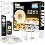Wefomey COB LED Strip Light White, 33ft Dimmable 2700K-6500K High Density 24V Flexible LED Tape Light with Remote and APP Control, UL-Listed White led Strip Lights for Bedroom Kitchen Christmas Decor