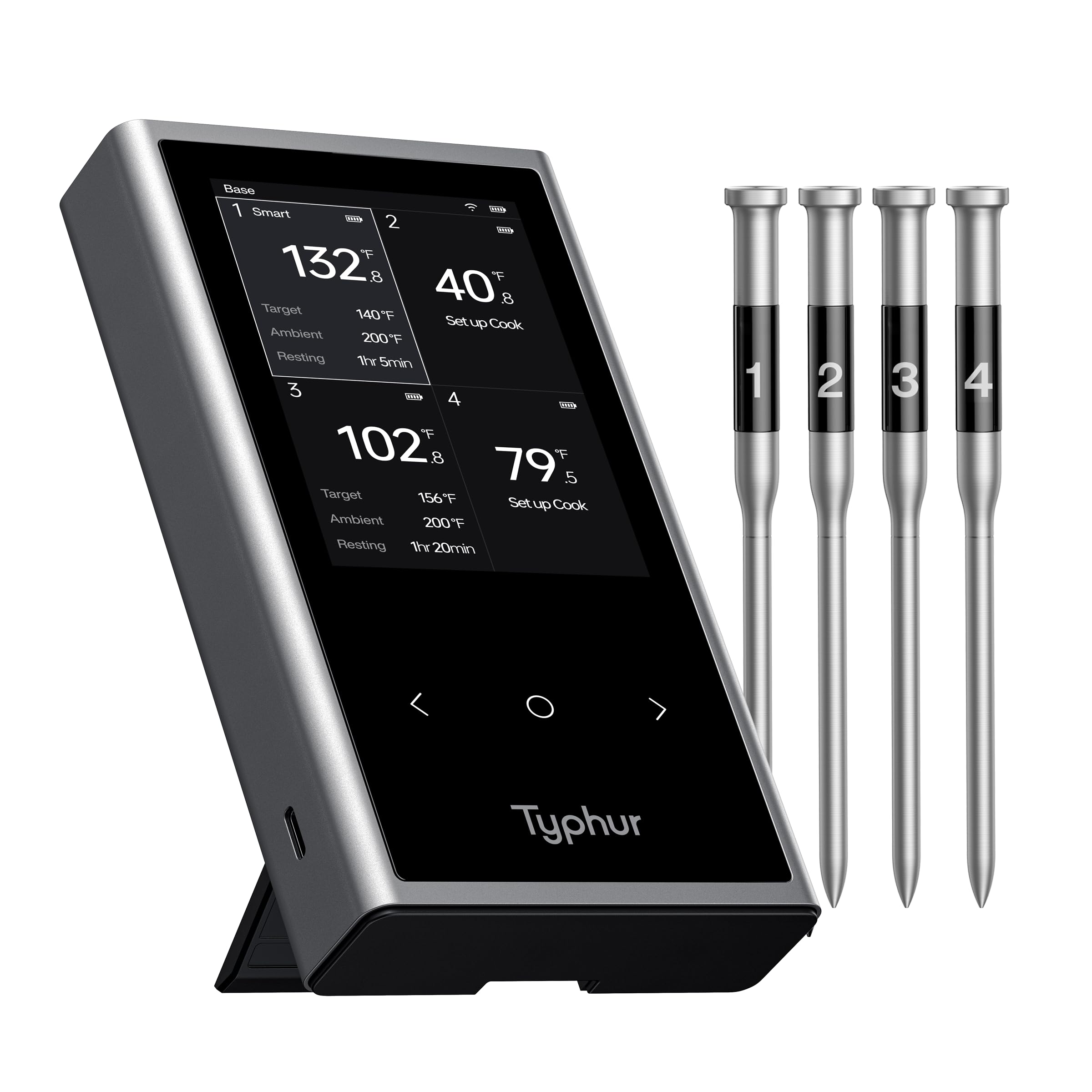 Typhur Sync Wireless Quad Gen 2 Meat Thermometer display base with 4 probes