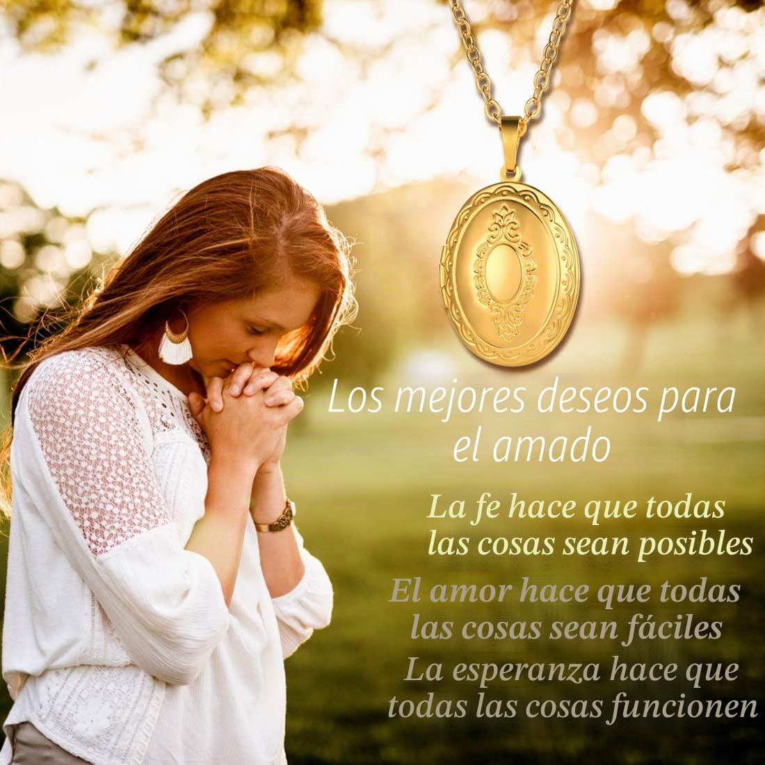 U7 Collar Mujer Personalizable con Fotografía y Texto Acero Inoxidable Colgante Mujer Personalizado Medallón con Cadena de 50 + 5 cm Regalos para Mujeres Mamma Amiga Hija