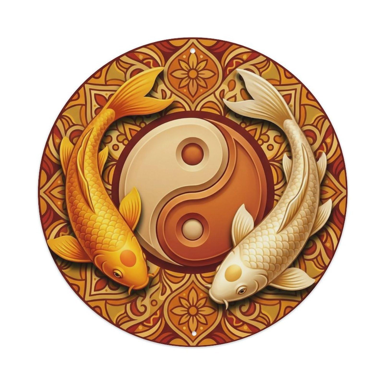 TaiChi Koi Fish Curry Yellow Orange Spice Warm Exotic Metal sign