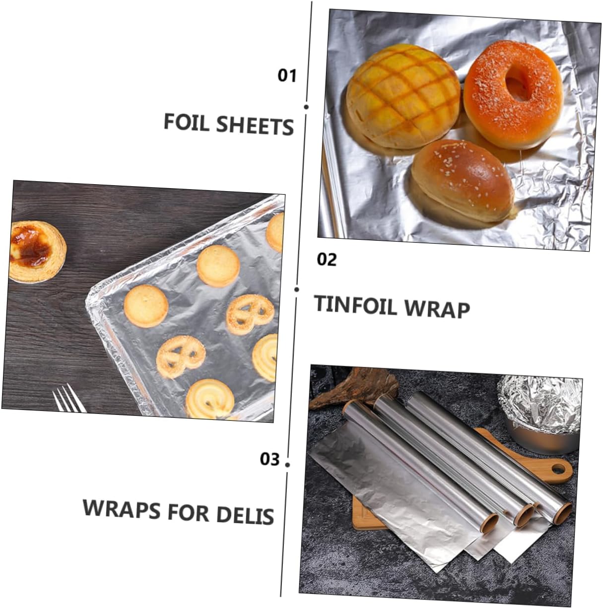 Replacement Tin Foil Rolls 4 Pack 30cm x Aluminum Foil Sheets for Food Wrapping