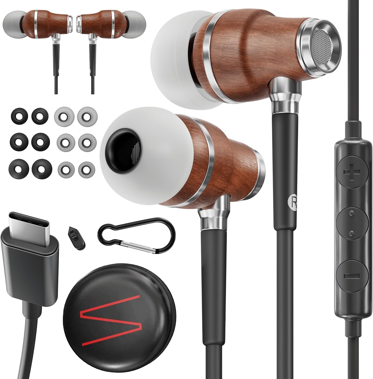 USB C Headphones with Microphone — Wired Earbuds USB C for Android, MacBook & PC, Type C Headphone with Mic & Volume Control for Samsung S21 S22 S23 Ultra Note 10 20 Google Pixel, One Plus