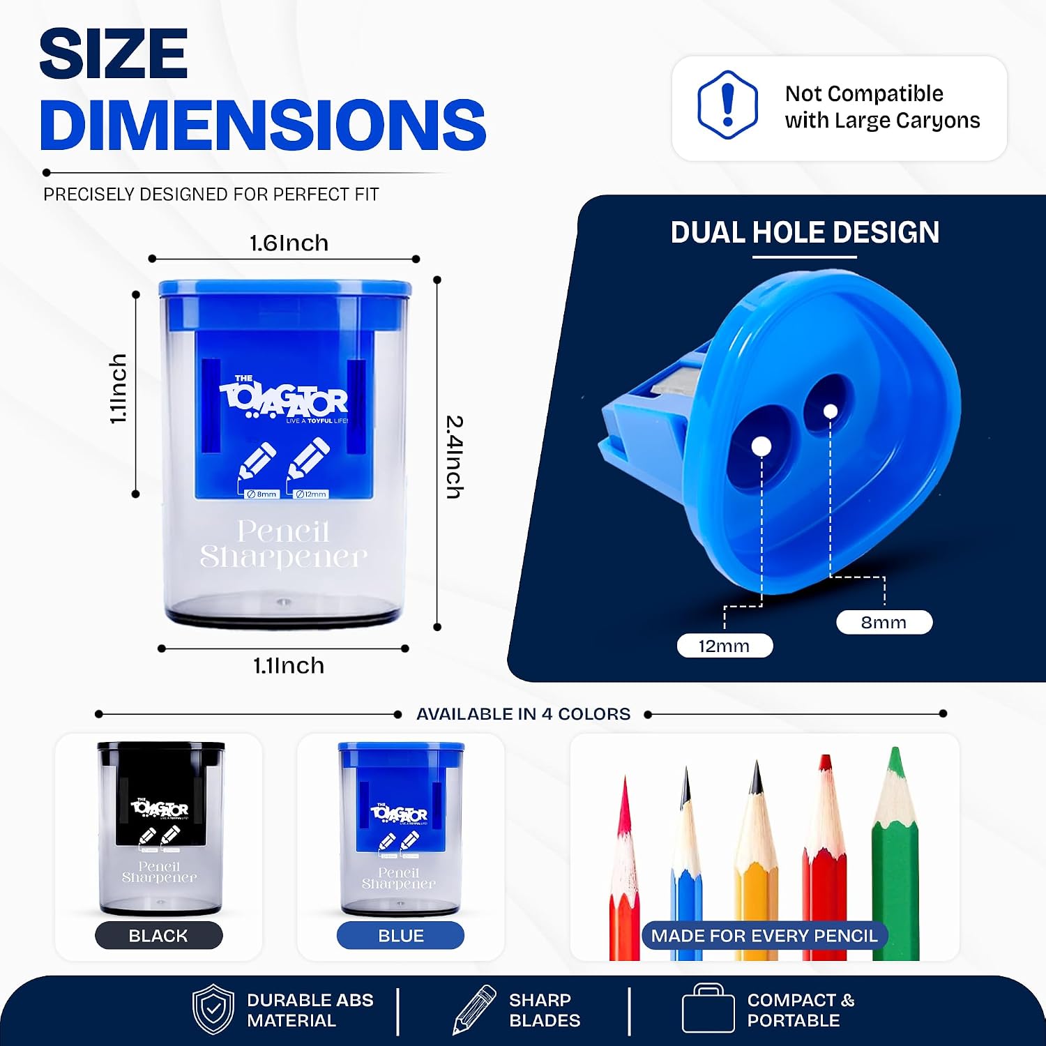 Manual Pencil Sharpener - 2 Pcs Dual Hole Premium Quality Pencil Sharpeners for Standard & Large Sized Pencils - Handheld Pencil Sharpener for Kids, Adults, Artists, Home & Office Uses image 2
