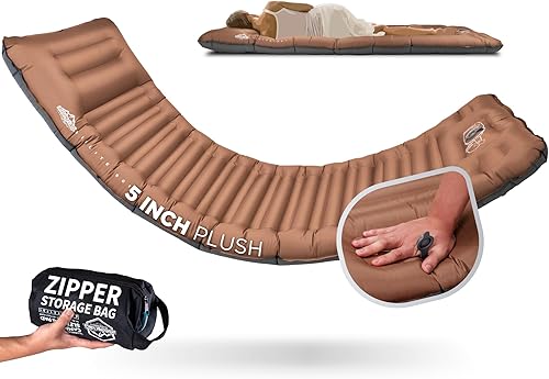 ZOOOBELIVES Airlite1901 - Colchoneta de dormir para acampar con bomba y almohada integradas, 5 pulgadas de grosor, 27 pulgadas de ancho, colchoneta