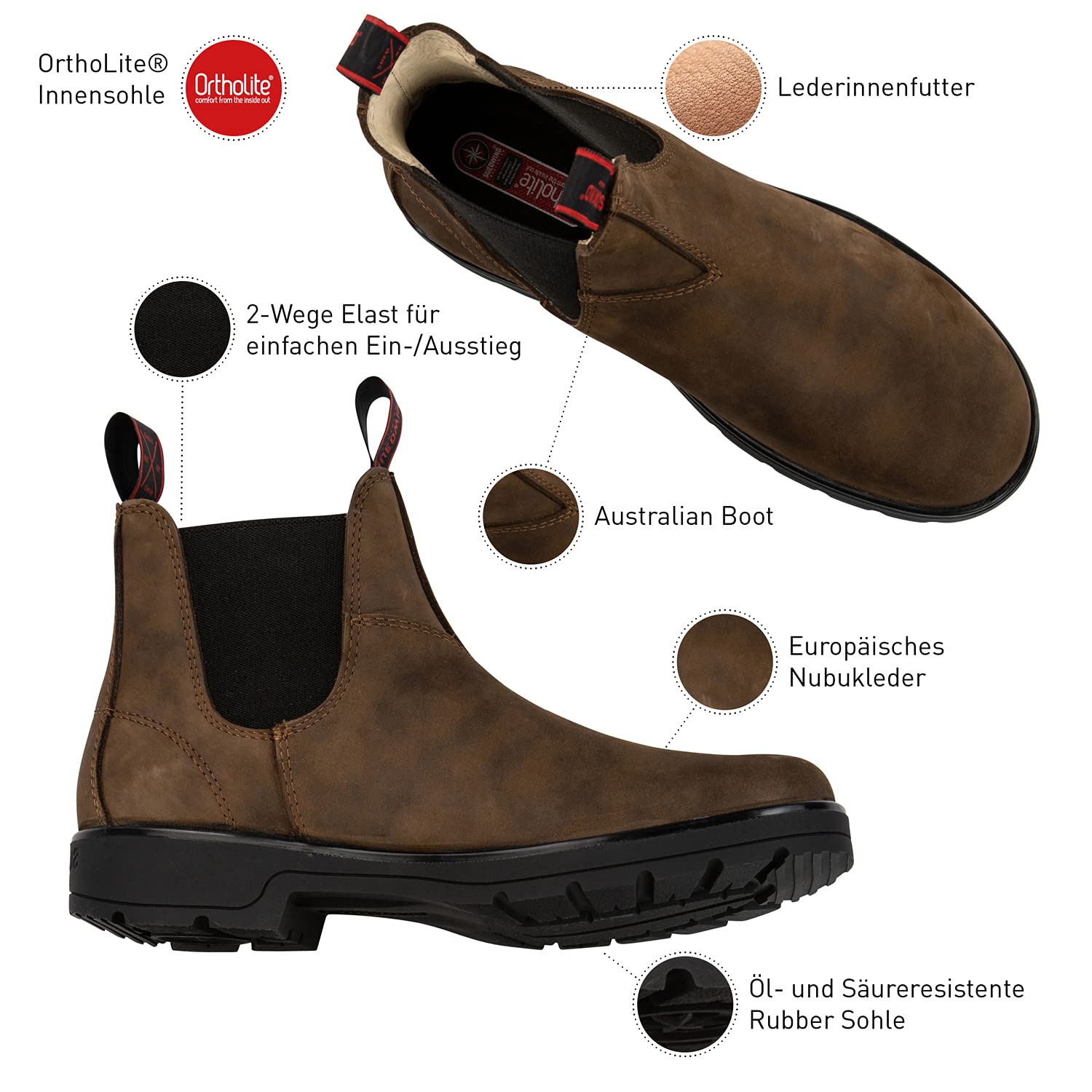 Chelsea Boot »1888 Australian Classic« Made in Portugal | Komfort-Einlegsohle | Robustes Oberleder | Schuh mit Lederfutter | Öl- u. Säureresistent | Outdoor, Gassigehen, Stall, Reiten