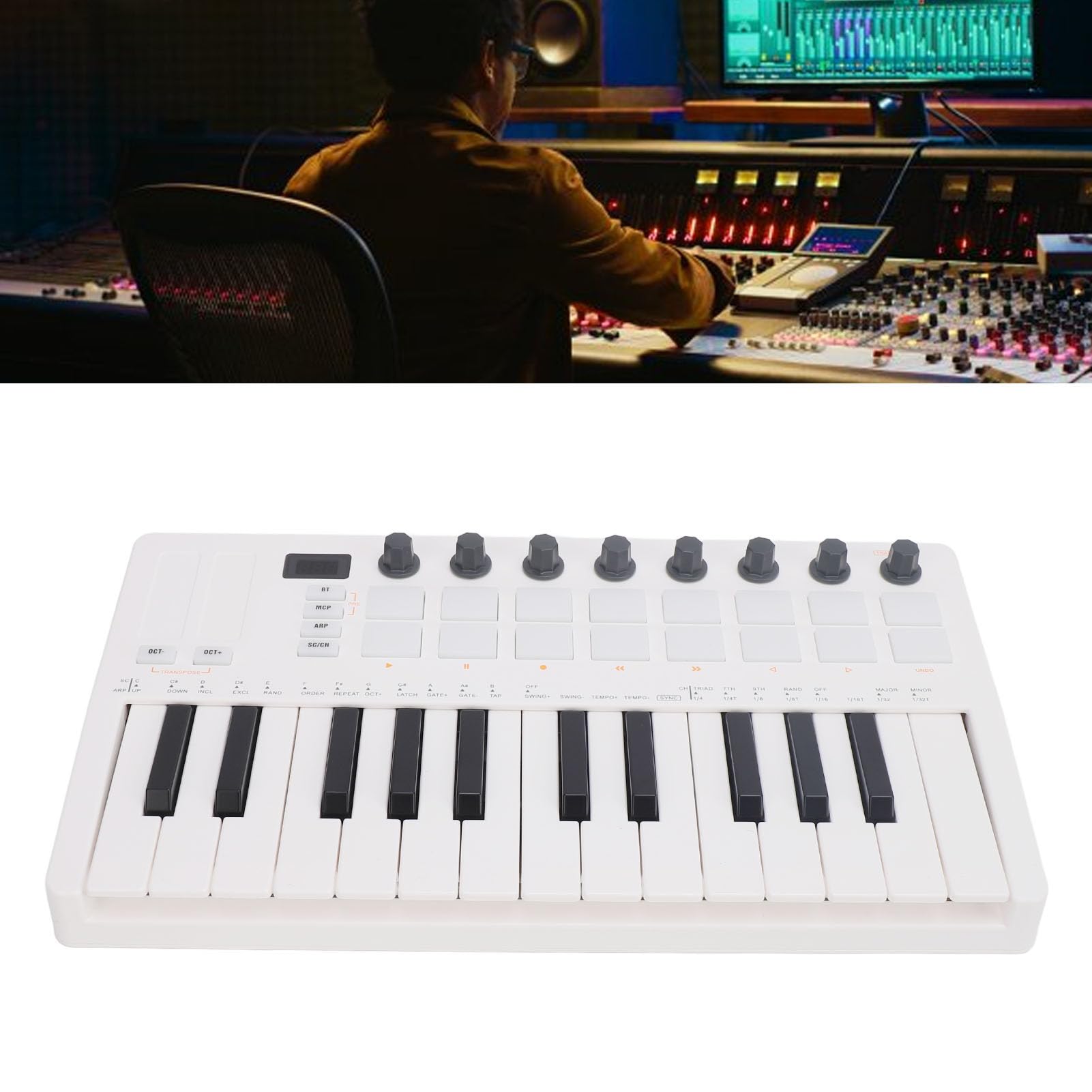 Controller tastiera MIDI 25 Chiave BT Wireless portatile USB alimentato con 16 pad RGB 8 manopole per lo studio di produzione musicale Performance