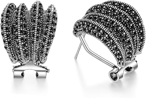 Aretes de dos tonos para mujer, oro y plata, oro rosa, cruzados, mitad aro, diseño de tachuelas