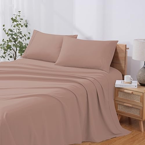 Miniatura 2 de Modern Threads - Sábanas de microfibra suave, incluye sábana encimera, sábana bajera con bolsillos profundos y fundas de almohada, color rosa,