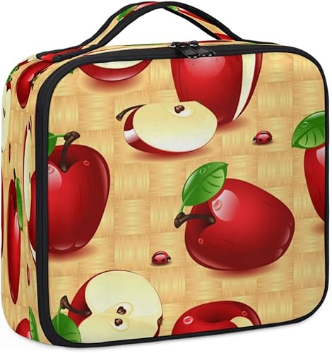 Miniatura 6 de Bolsa de maquillaje de viaje para mujer, grande, cuadrada, portátil, profesional, de tren de coqueta, estuche de cosméticos con mango y patrón de