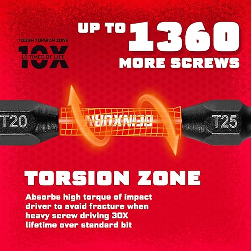 Miniatura 5 de Juego de 10 puntas de destornillador de doble extremo de impacto, 2.56 pulgadas, puntas de destornillador reversibles mixtas, acero S2 magnético de