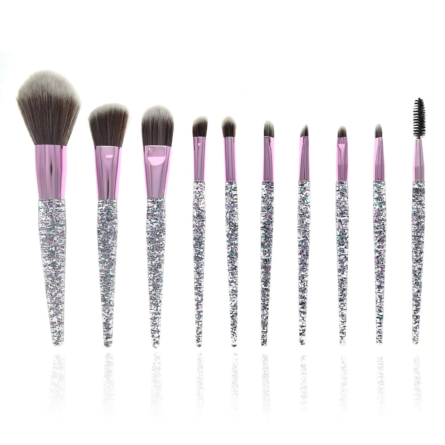 Dolovemk 10 PCS Glitter Makeup Brushes Foundation Powder